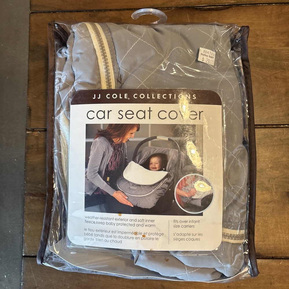 Fleece Lined Car Seat Cover‎ Baby Protection Winter Gray Quilted Zip JJ Cole